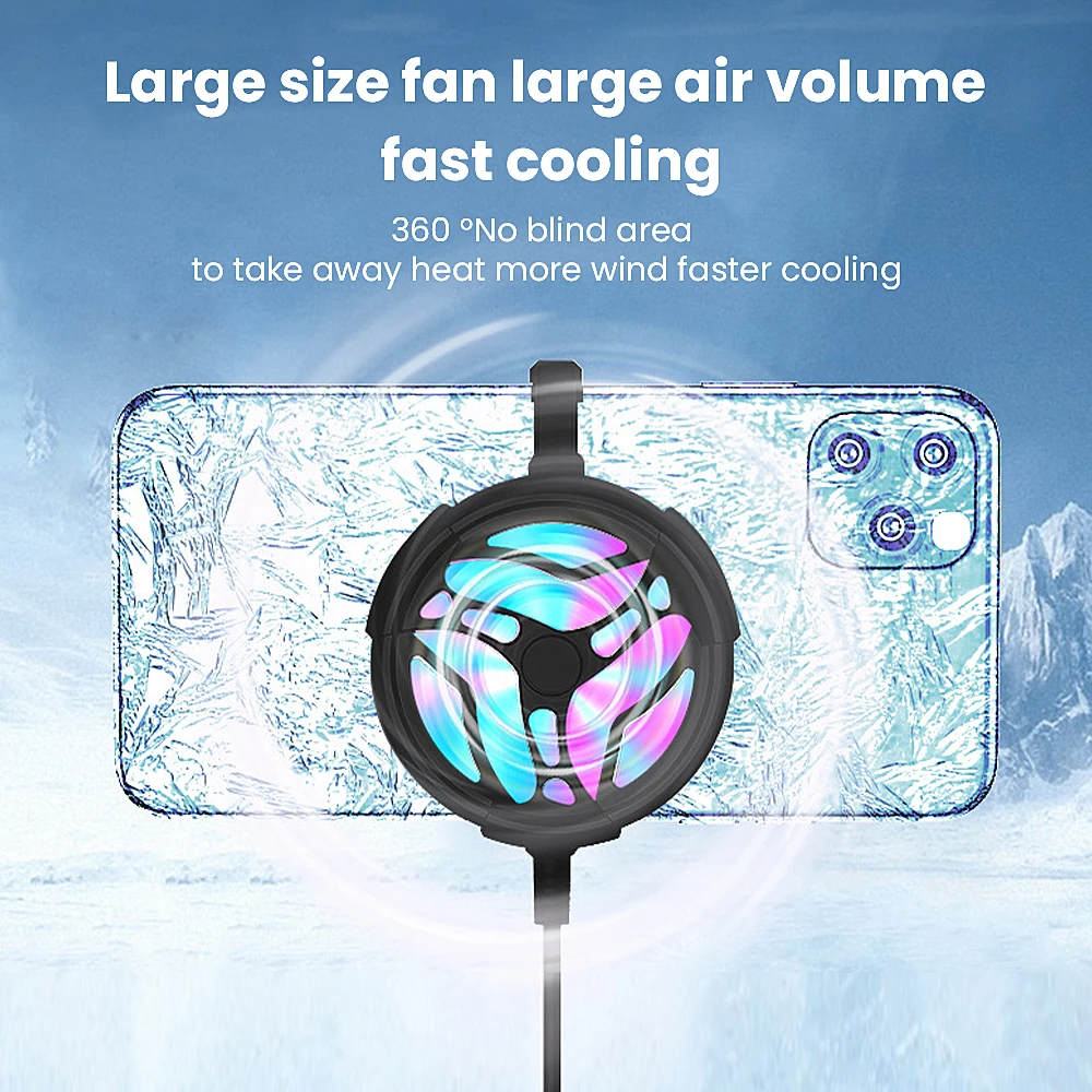 

Mini Smart Phone Cooling Fan Turbo Gaming Mobile Gamepad Cooler Fan Cell Phone Type-C Cool Heat Sink Radiator for IPhone Android