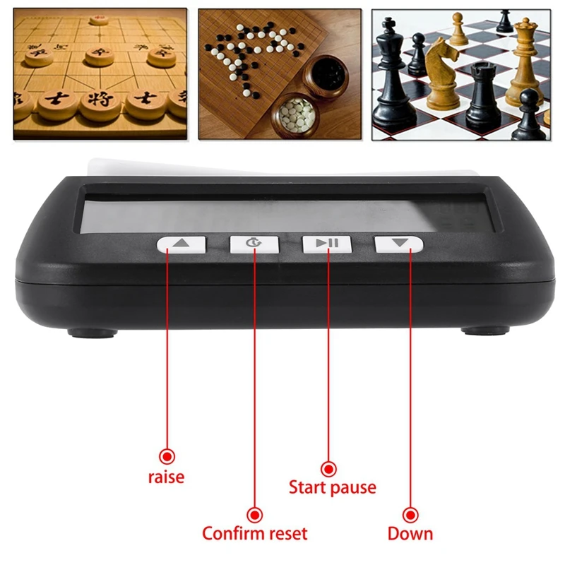 2X Chess Clock, Digital Chess Timer & Game Timer, 3-In-1 Multipurpose Portable Professional Clock Black