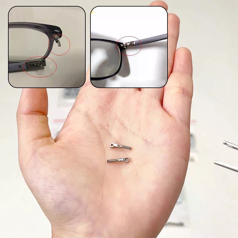 2Pcs Eyeglasses Spring Insert Glasses Repairing Flex Temples Optical Frame Broken Replacement Part Accessory Stainless Steel