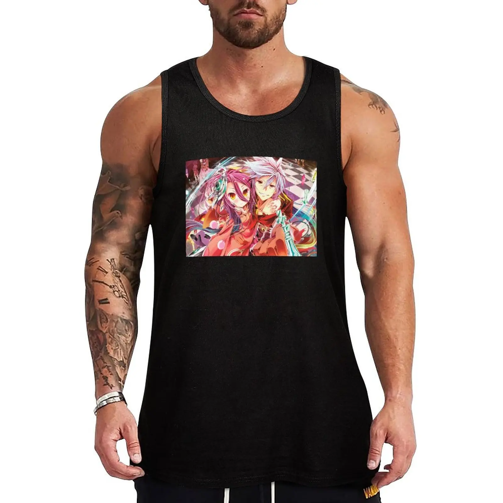 

No Game No Life Sora and Shiro Tank Top Men's gym anime top gym clothes man gym Men's t-shirts