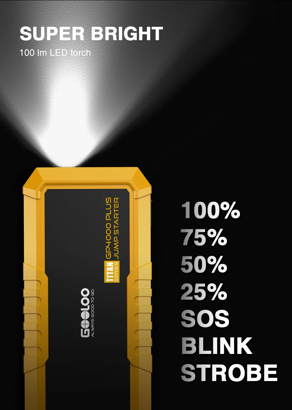GOOLOO 20000mAh Auto-Starthilfe Powerbank 4000A Auto-Booster-Gerät Ladegerät Batterie Auto-Batterie Notfall-Starthilfe – Detail 11