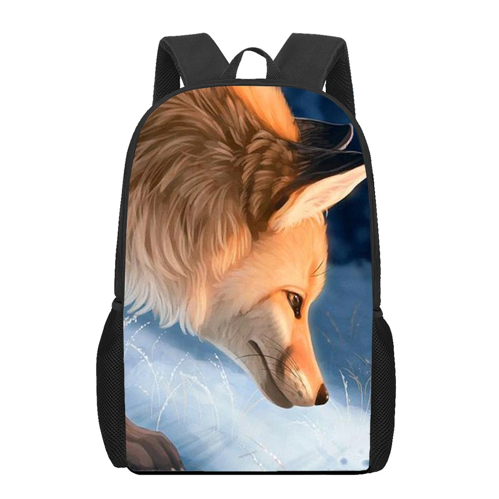 fox animal 3D Printed Book Bag Men 16 Inch Backpack For Teen Boys Kindergarten Bagpack Children Mochila