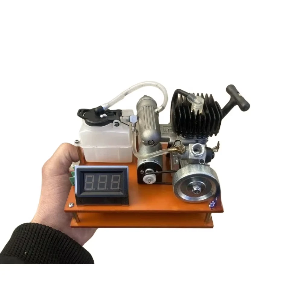 

Miniature 12V Generator 15-stage Two Stroke Methanol Model Single Cylinder Engine Pull Start Side Exhaust Finished Model