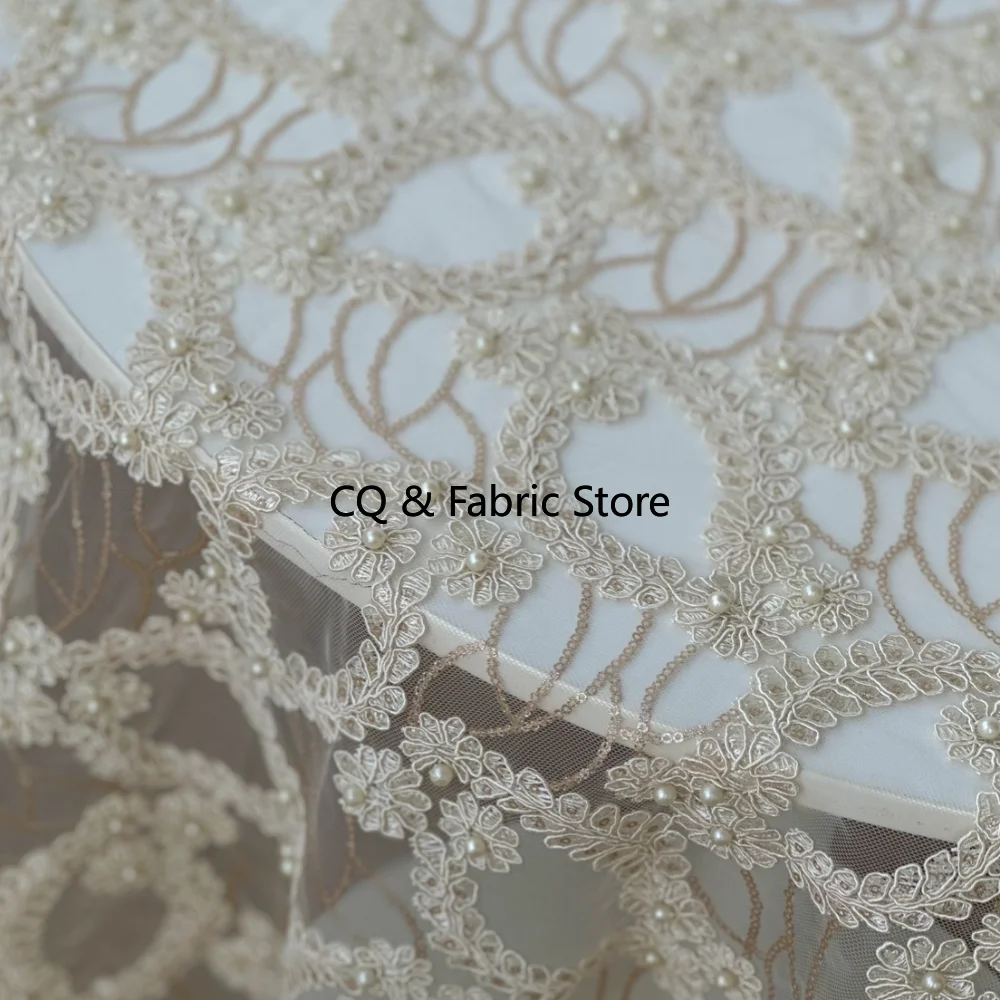 

Gold Sequin Embroidered Beaded Floral Designer Fabric for Wedding Dresses and Cheongsams fabric for sewing