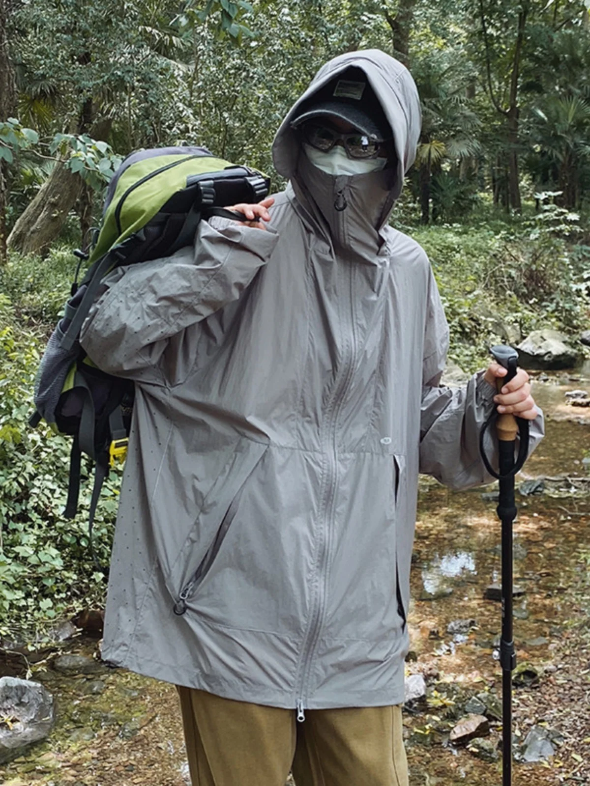 

American Sle Outdoor Qui Dry Ice Silk Men's Summer Thin Jaet Faionable Brand Sun Protection Clothing Zipper Decoration