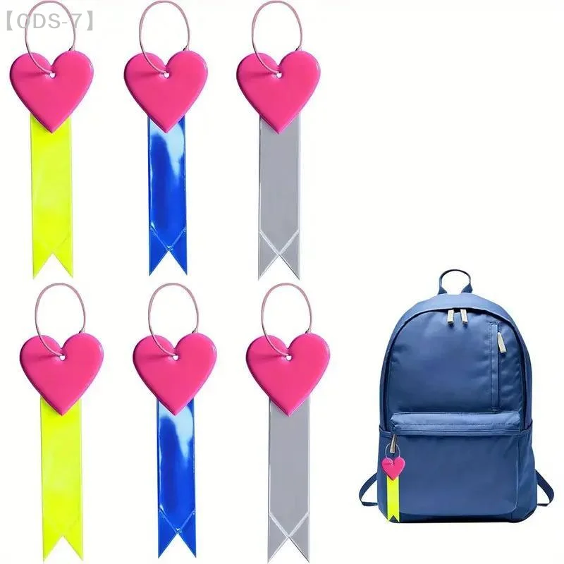 1Pc Bicycle Seat Cushion Reflective Strip Heart Shaped PVC Tail Light High Visibility For Night Riding Bicycles Backpacks Helmet
