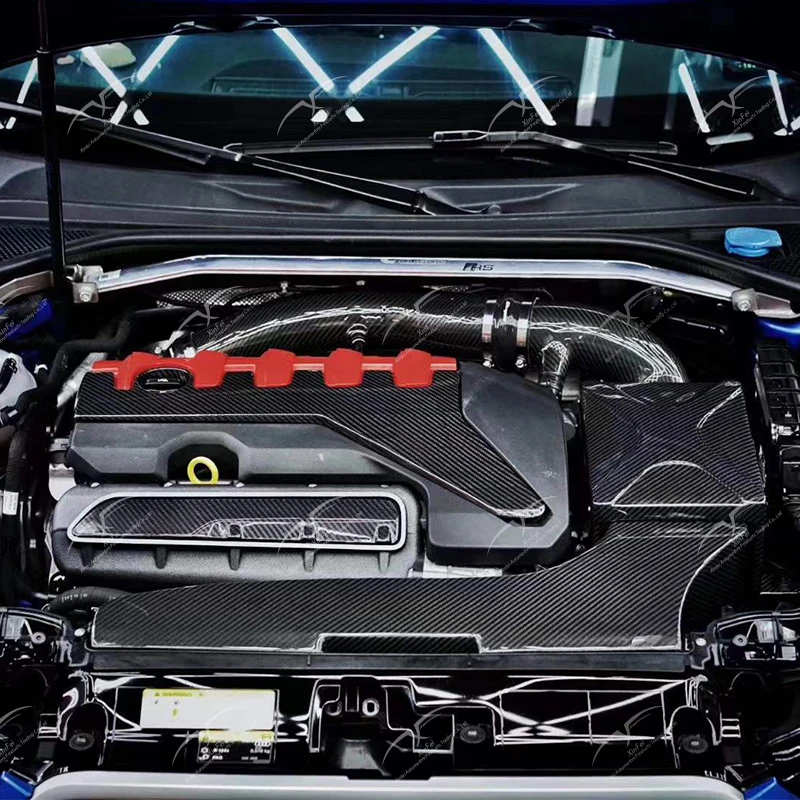 Adecuado para piezas automotrices RS3 TTRS 2.5T, Kit de sistema de admisión en frío de fibra de carbono, sistema de filtración de entrada en frío