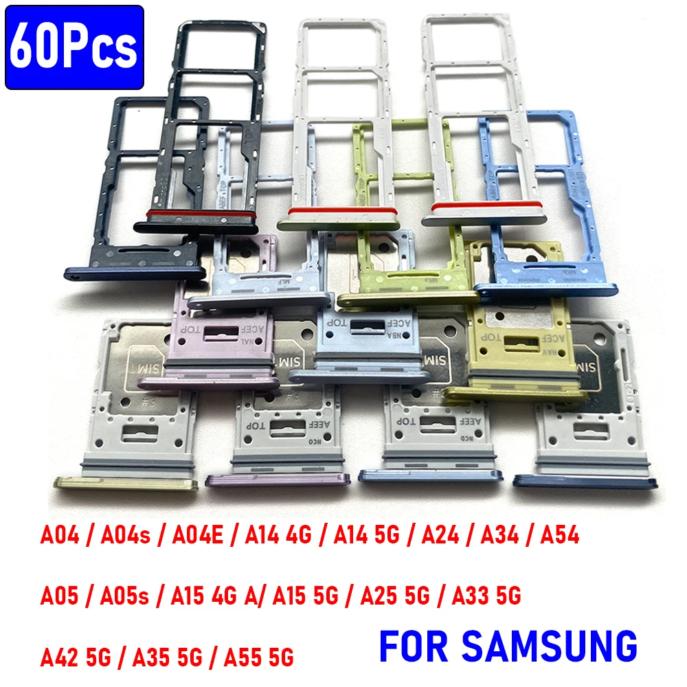 60Pcs，SIM Card Holder Tray chip Slot drawer Holder Adapter Socket For Samsung A04 A04S A04E A14 4G A24 A34 A54 A15 5G A05 A05S