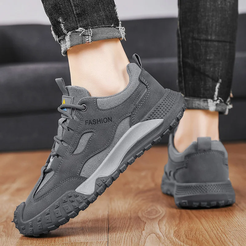 

Sneakers for Men High Quality Thick Soled Work Strap Outdoor Mountaineering Anti Slip Platform Wear-resistant Casual Sport Shoes