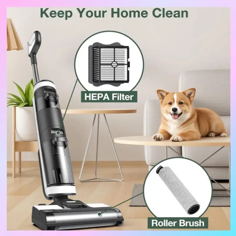 

ABRG-Набор щеточных валиков и фильтров HEPA, совместимый с Tineco Ifloor 3/Floor One S3, 2 щетки + 4 шт. вакуумного фильтра HEPA