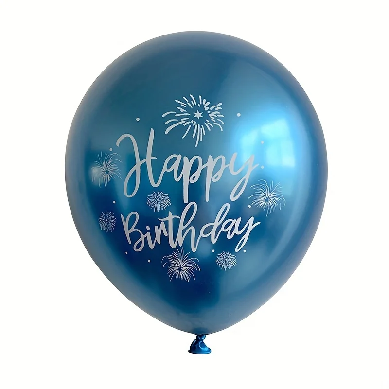 10pcs Birthday Balloons Happy Birthday Printed Pattern Baby Shower Chrome Latex Balloon Metal Birthday Party Decorations Globos
