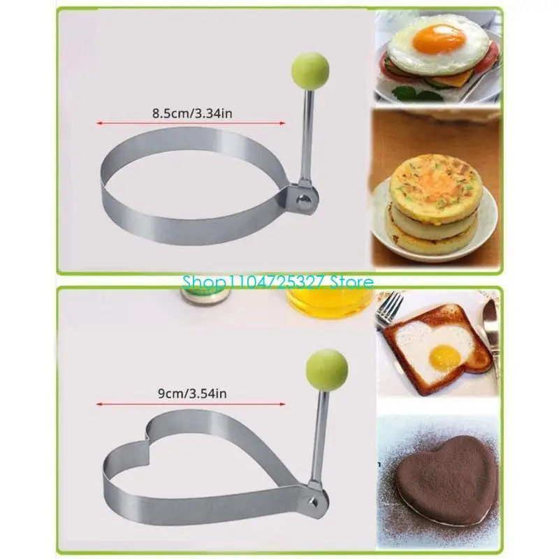 D8KF Set Of 5 Stable Stainless Steel Eggs And Pancakes Molds With Unique Nonstick Eggs Rings For Breakfast Creativity