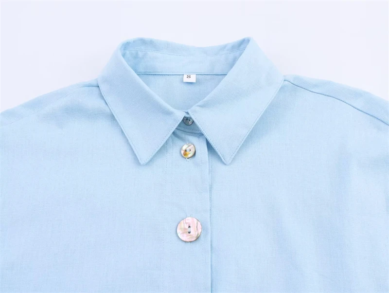 Damska koszula 2025 nowa moda łączona z materiału lnianego koszula zapinana na guziki dla kobiet swobodna elegancka luźna bluzka damska top