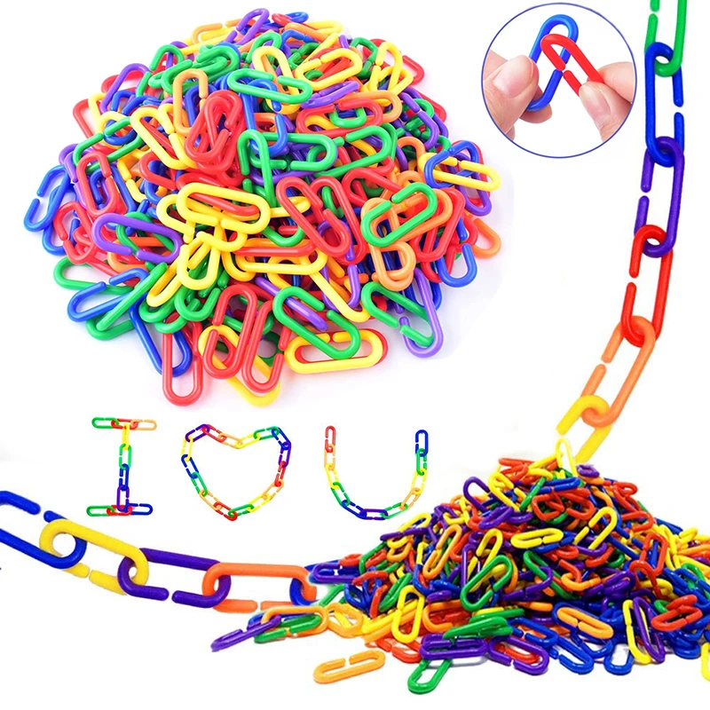 Kinderen Geometrische Ketting Gesp Bouwstenen Educatief Speelgoed Regenboog C-Clip Haak Ketting Kinderen Actie Training Speelgoed