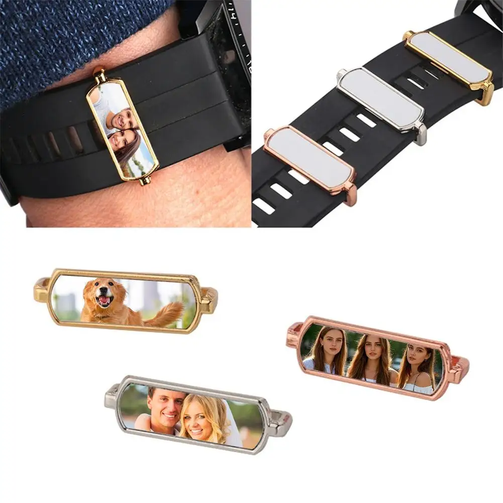 DIY Metal Watch Band Decorative Buckle Custom Printed Silver Strap Accessory Rose Pattern Watch /Gold/ Gold 3 Photo Colors D7A1