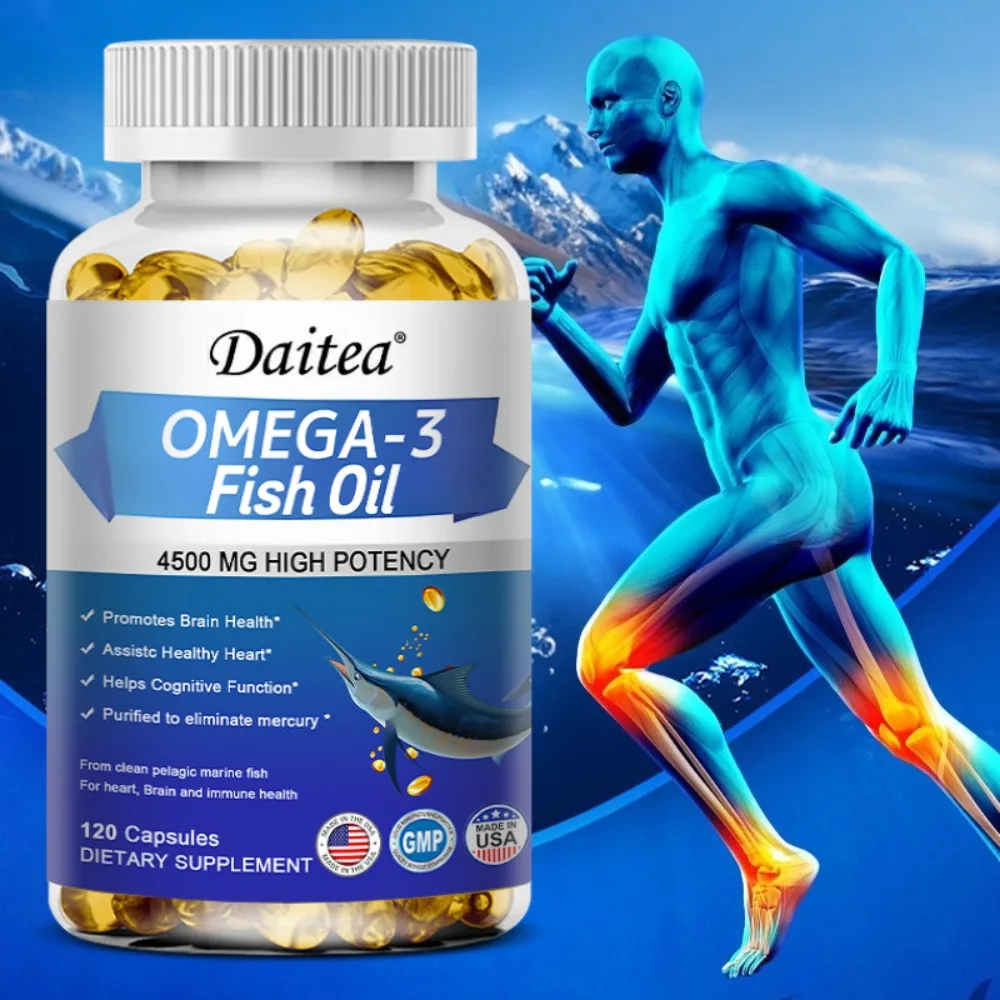 Fish Oil + DHA EPA Capsule Supplement Antioxidant Skin Eyes Immune System