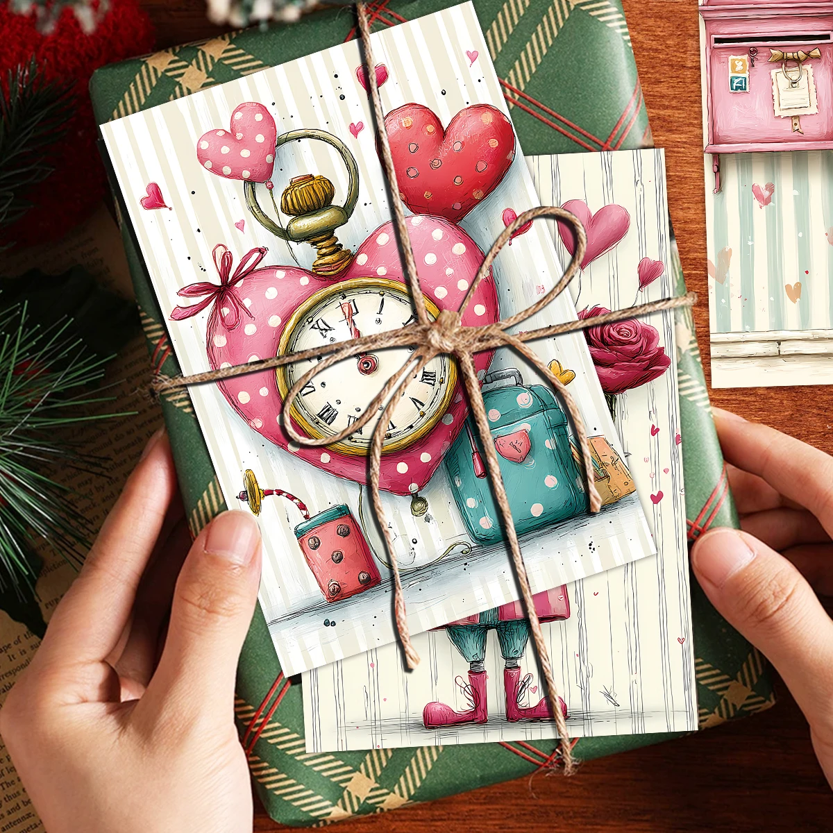 20개입 미학적 사랑 테마 엽서, 토끼 일러스트레이션, 집 벽 장식용, 발렌타인데이, 부활절 파티 장식, 선물 포장 카드