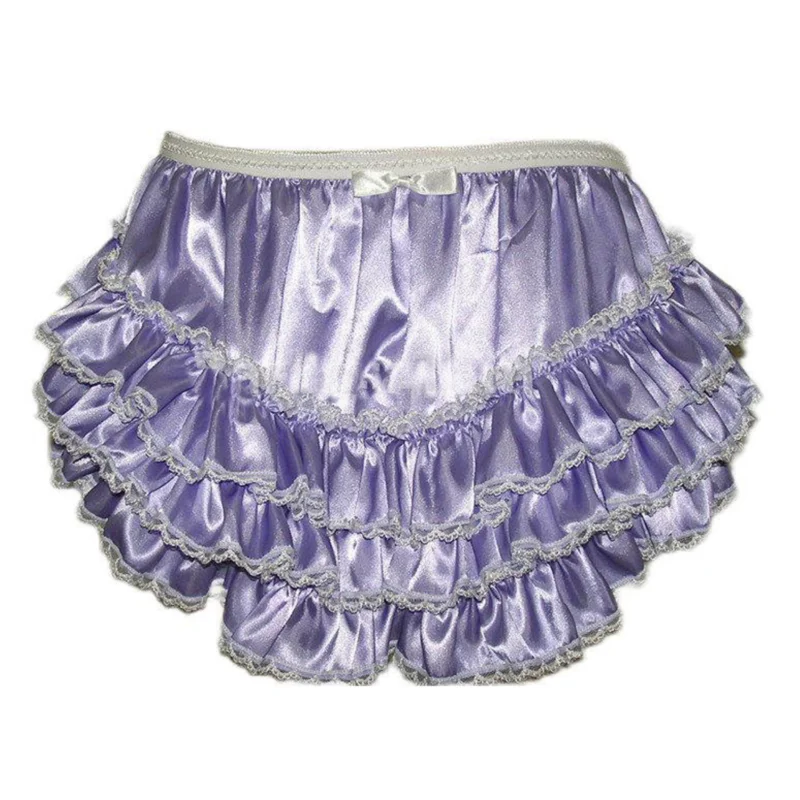 

French Sexy Adult Custom Fetish Cross Dressing Sissy Lace Pleated Bow with Elastic Waistline Maid Sweet Seductive Shorts