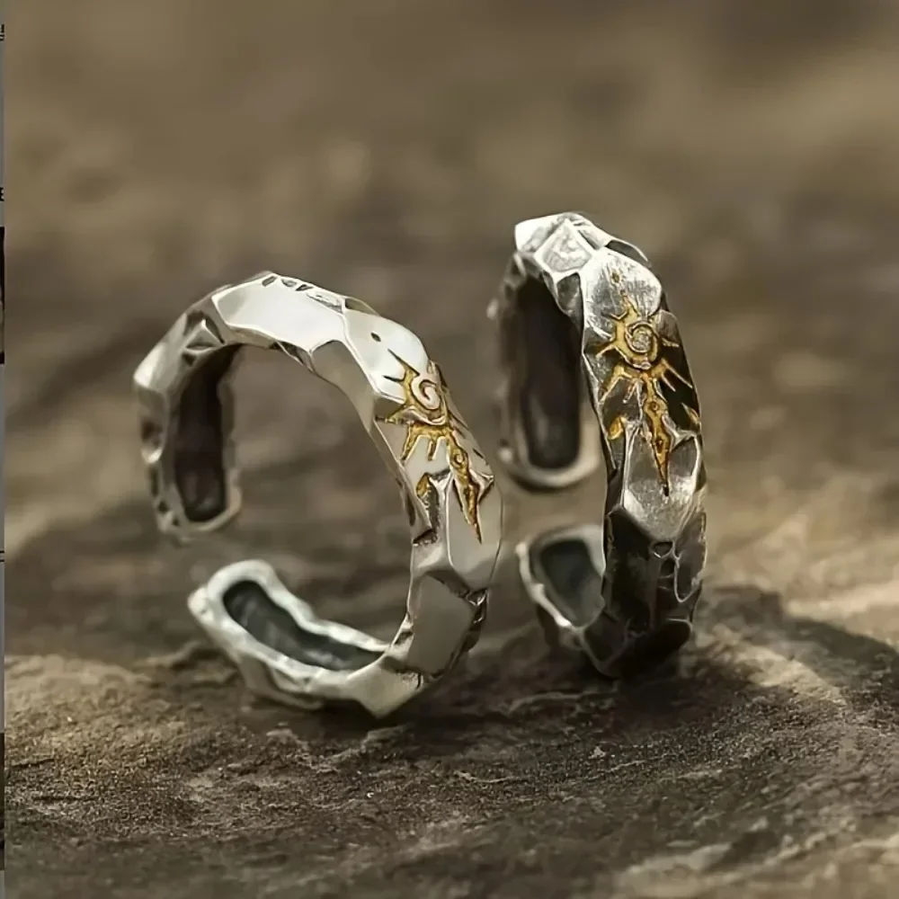 Trendy Self-Discipline Wish Stone Ring for Men Women Unique Fashion Couple Finger Jewelry Brand Gift