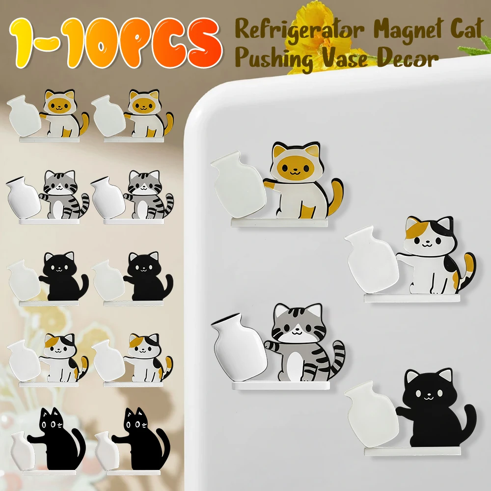 Soporte para Bigotes de Gato, Florero para Bigotes de Gato e Imanes de Refrigerador con Forma de Gato, Decoración Conmemorativa de Mascotas en Acrílico, Adorno para Refrigerador para Guardar Recuerdos ﻿ Gato