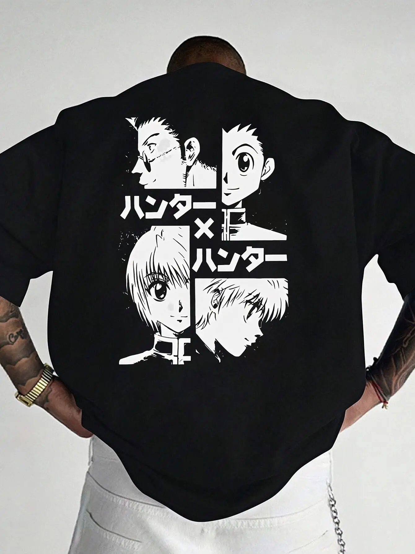 Neues Herren-T-Shirt mit japanischem Anime-Muster, geeignet für den täglichen Freizeitgebrauch, locker geschnitten, trendig und vielseitig, 100% Baumwollmaterial.