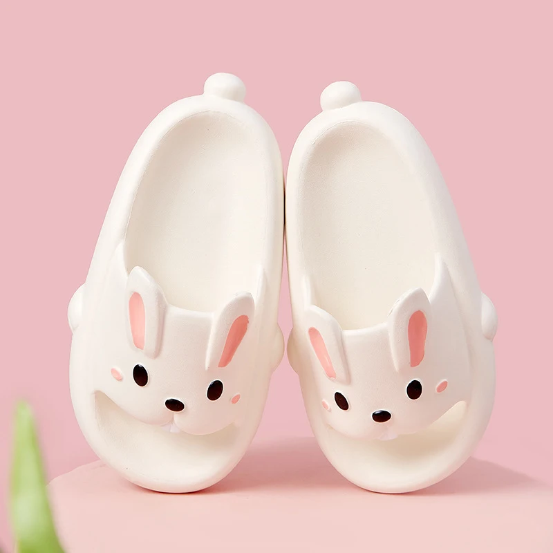 Zapatillas de goma EVA con conejo de dibujos animados para niños y mujeres, pantuflas antideslizantes informales para interiores y exteriores, cómodas, de verano