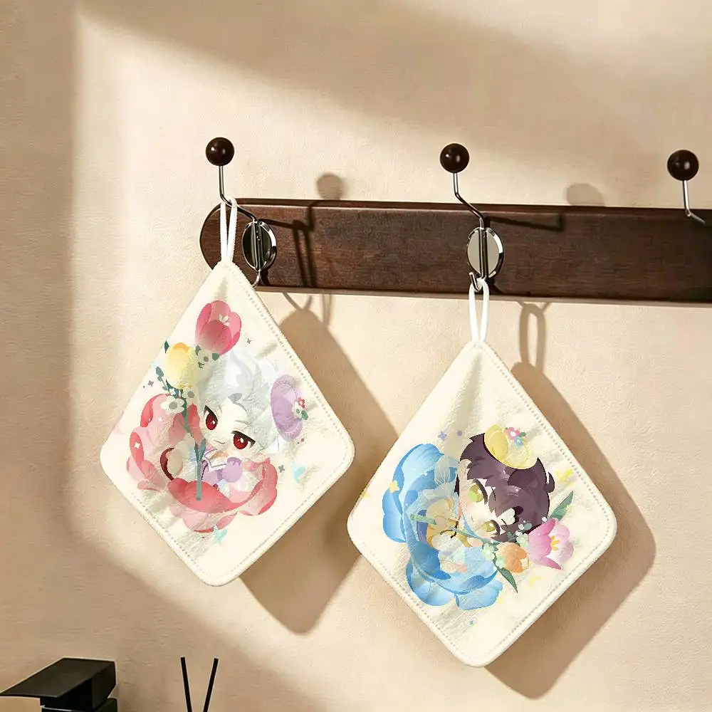 L-LoveDeepspaceS Game Romance Polyester Cotton Hand Wiping Towel with Hanging Loop, Lightweight for Home and Commercial Use