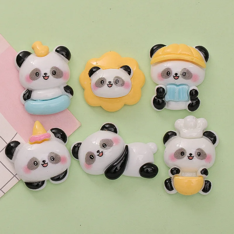 Resin Panda Flat Back Cabochon 20pcs Cute Cartoon Panda Animal Resins Scrapbook Kawaii DIY Embellishments Accessories