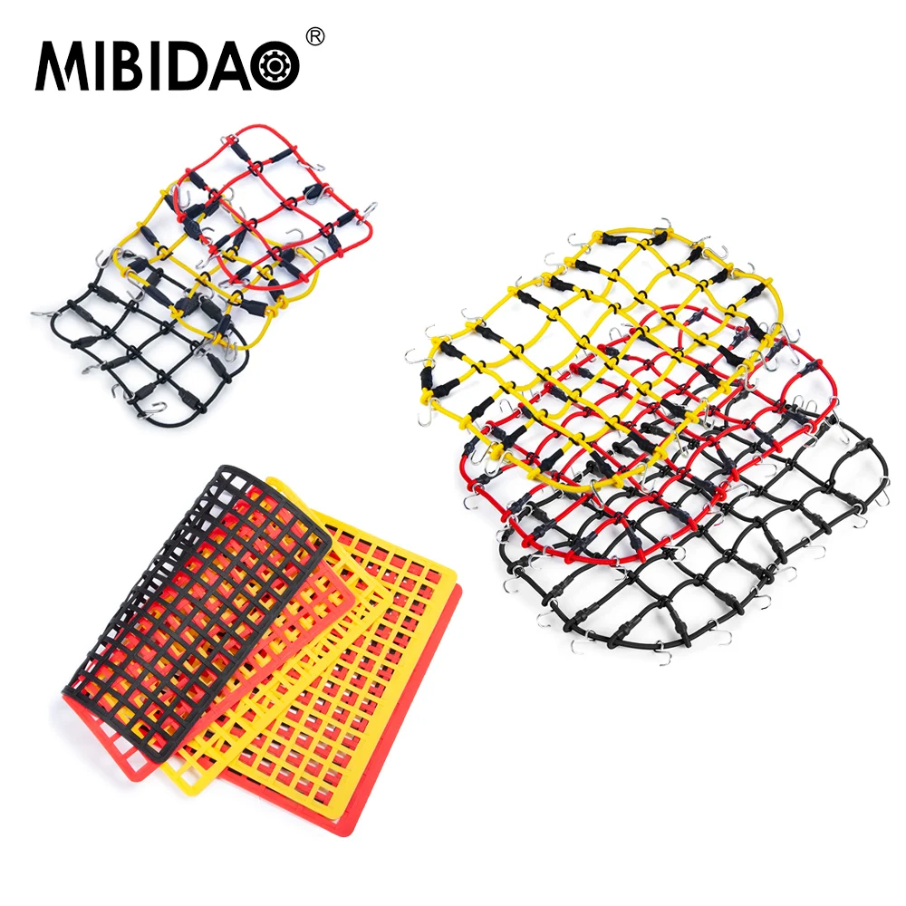 MIBIDAO 1Pcs Elastic Rubber Rope Luggage Roof Rack Storage Net for 1/24 1/10 RC Car Truck Decortion Parts Accessories