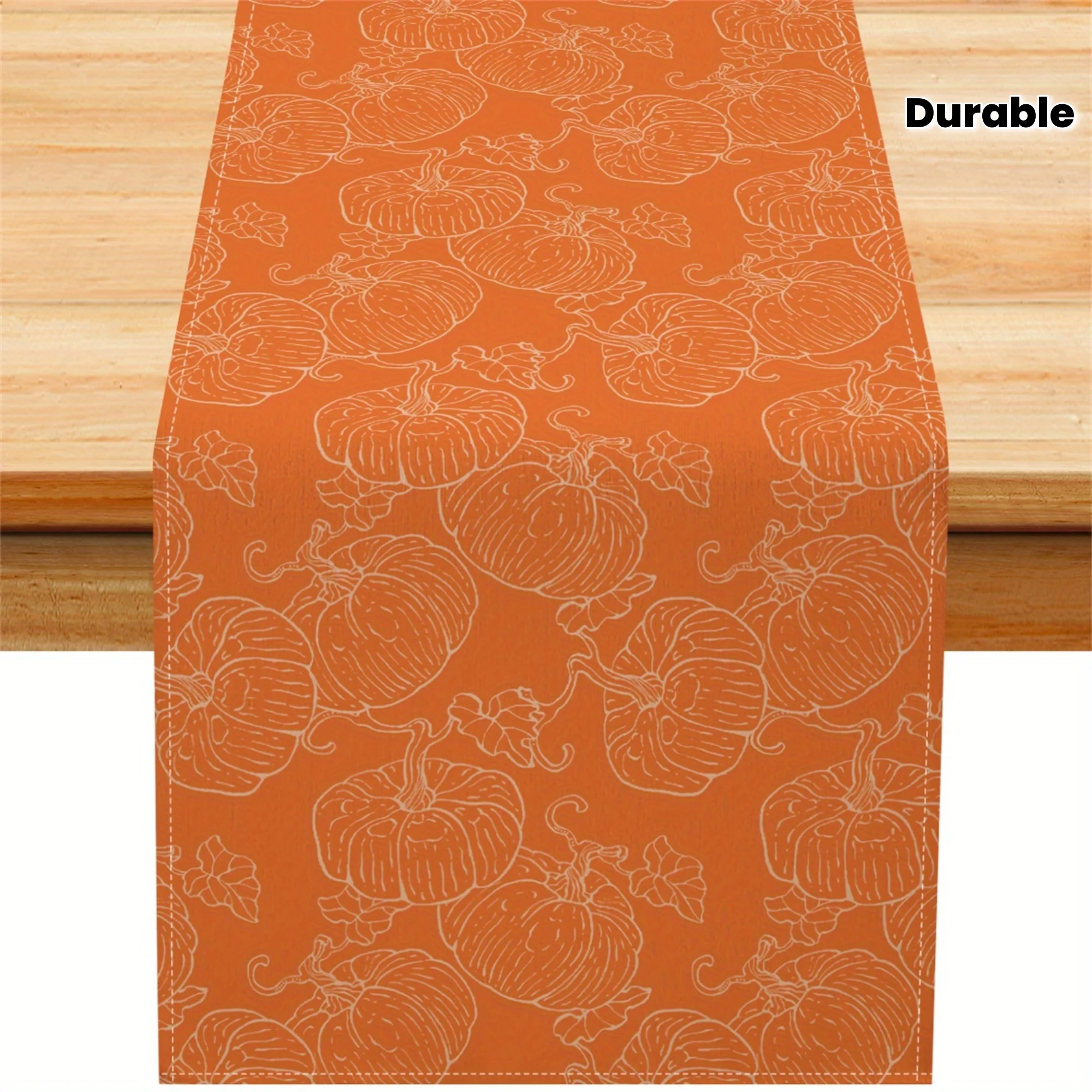 1 Stück Kürbisblatt-Tischläufer, Herbst-Thanksgiving-Dekoration mit Muster in Orange, Tischdekoration für Bauernhaus-Ernteparty