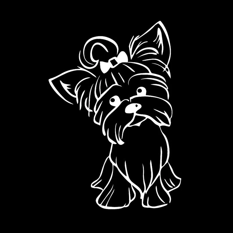 CTCM 12.2x17.3cm Yorkshire Terrier Puppy Yorkshire Terrier Cute funny puppy window vinyl Black / silver waterproof Car Sticker