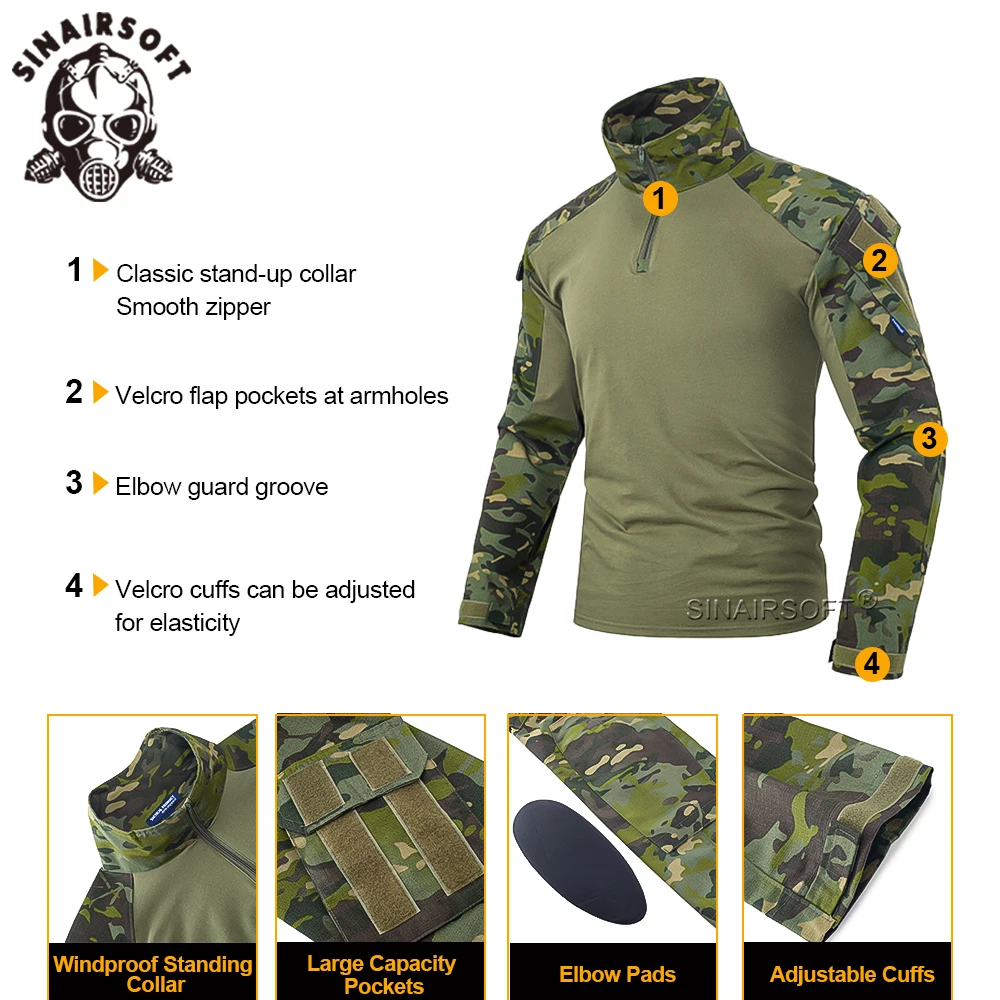 G3 Hunting Clothes Training GEN3 T Shirts Pants Tactical Camouflagecamo Frog Suit Multi-camo Hiking Rip-stop CS Clothes