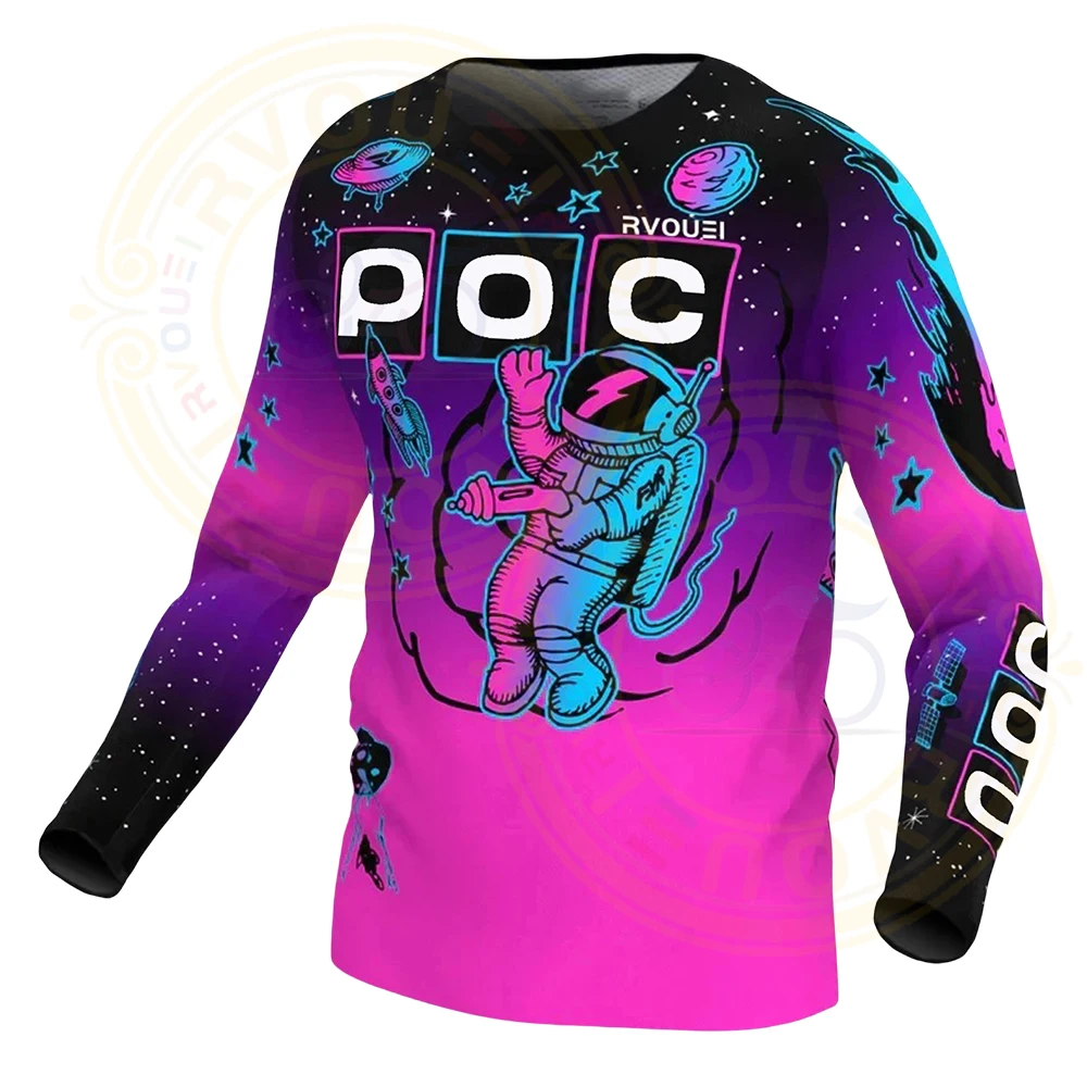 RVOUEI POC Cycling Motocross Jersey Downhil Mountain Bike DH Shirt MX Motorcycle Clothing for Boys MTB Short T-Shirt mtb jersey