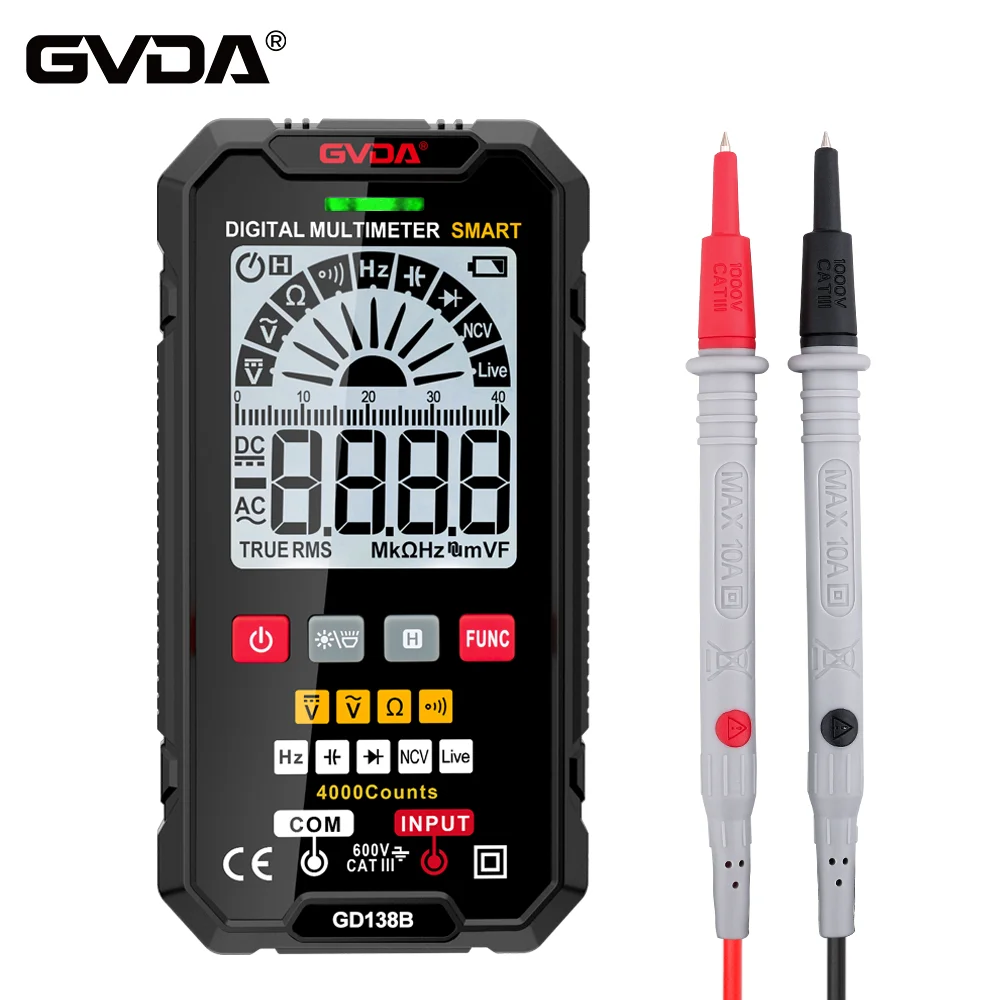 Cyfrowy multimetr GVDA True RMS Auto Range NCV DC Tester napięcia AC woltomierz inteligentny wielometrowy automatyczny multimetr Multimetro