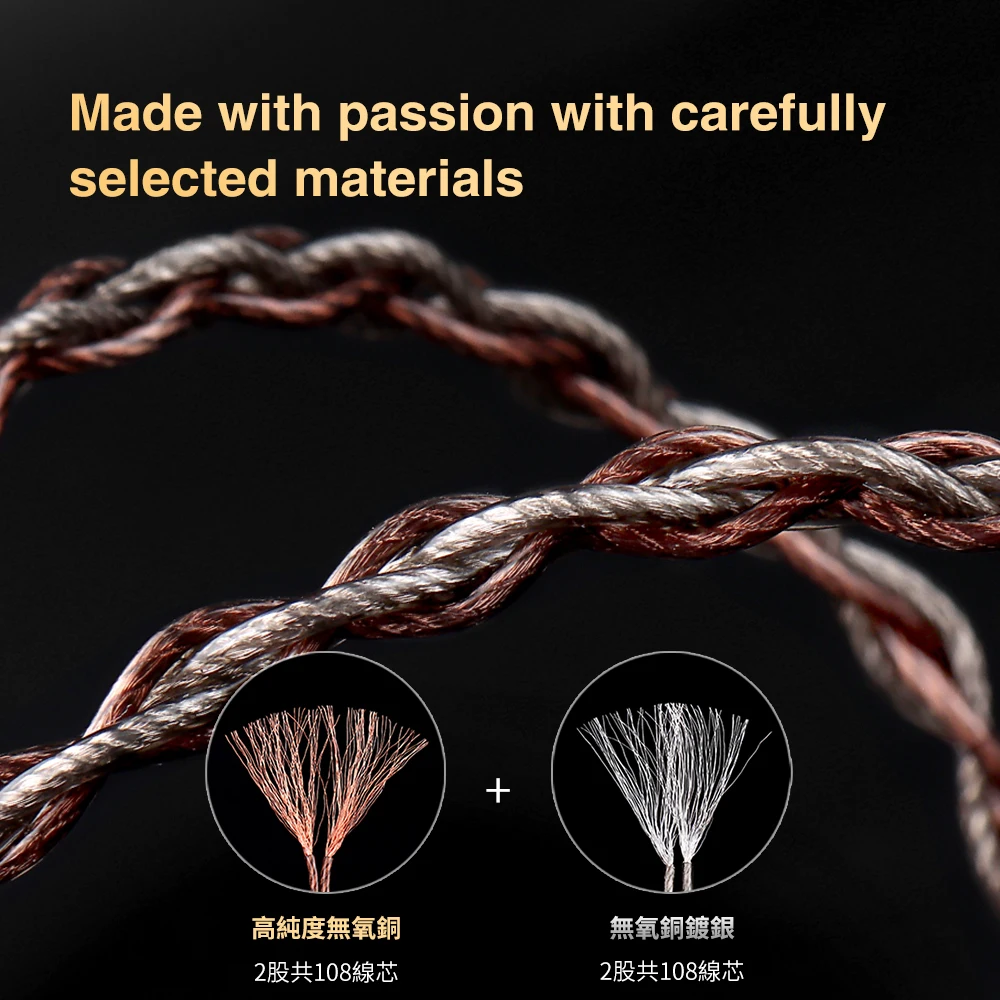 TRN RedChain Earphones Silver-Plated Copper OFC Copper Upgrade Cable with Swappable Connectors 2.5/3.5/4.4 For TRN MT1 MAX TA4
