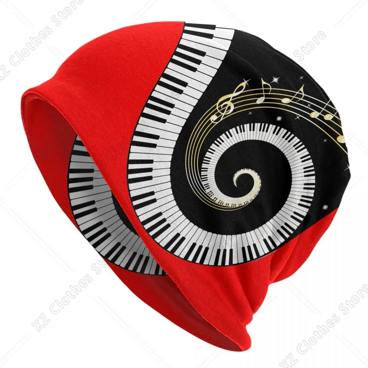 Custom Piano Keyboard Music Notes Skullies Beanies Caps Fashion Winter Warm Women Men Knitted Hat Adult Unisex Bonnet Hats