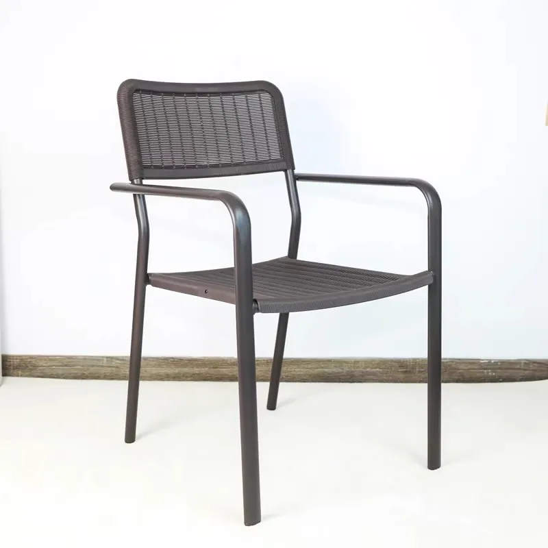 

#Modern stackable school rattan outdoor dining chair for balconies and patio gardens