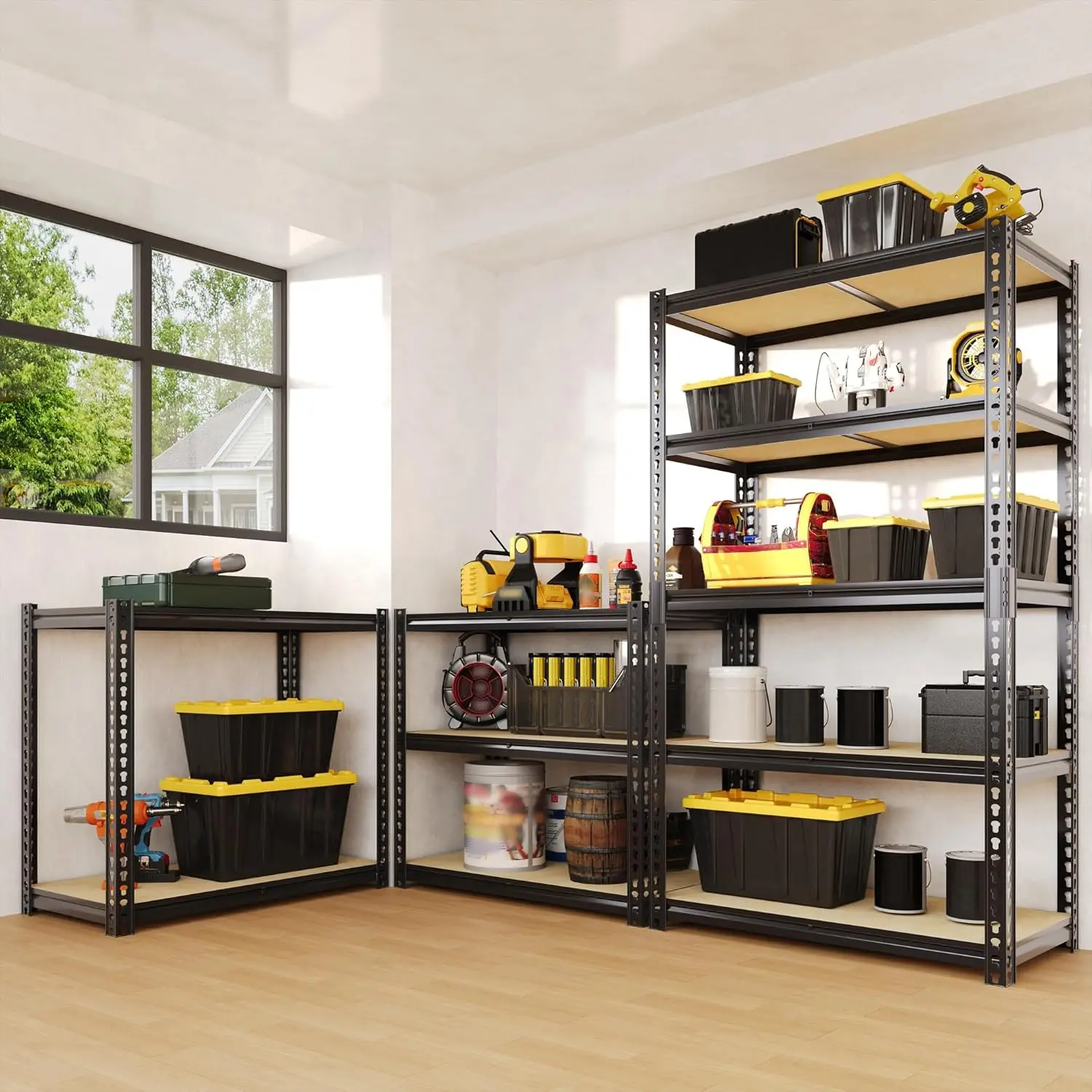 Schwerlastregal 120 * 60 * 150 cm / 120×60×180cm, Lagerregal Metallregal 1088kg/1360kg Tragkraft, Werkstattregal, Steckregal, Garagenregal Mit 4 Ebenen / 5 Ebenen