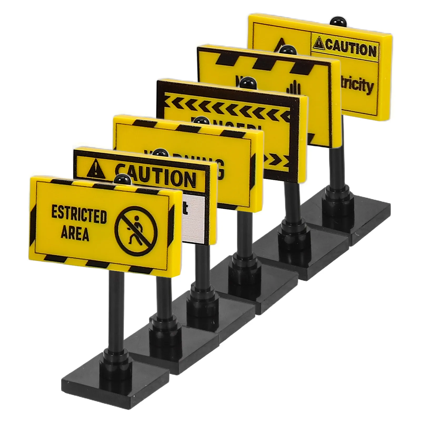 

6Pcs Warning Signs Set Plastic Mini Street Safety Education Interactive Building Bricks Play Traffic Road