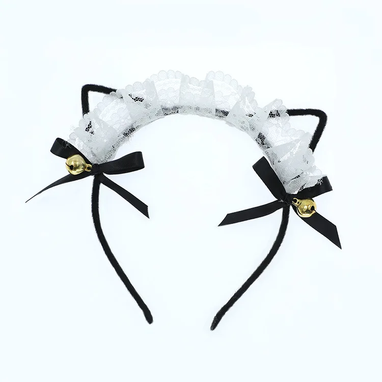 Cosplay Cute Cat Ear Hair Hoops Night Party Anime Lolita Hairband Headbands Lace Bow Girl Hair Accessories Maid Hair Band