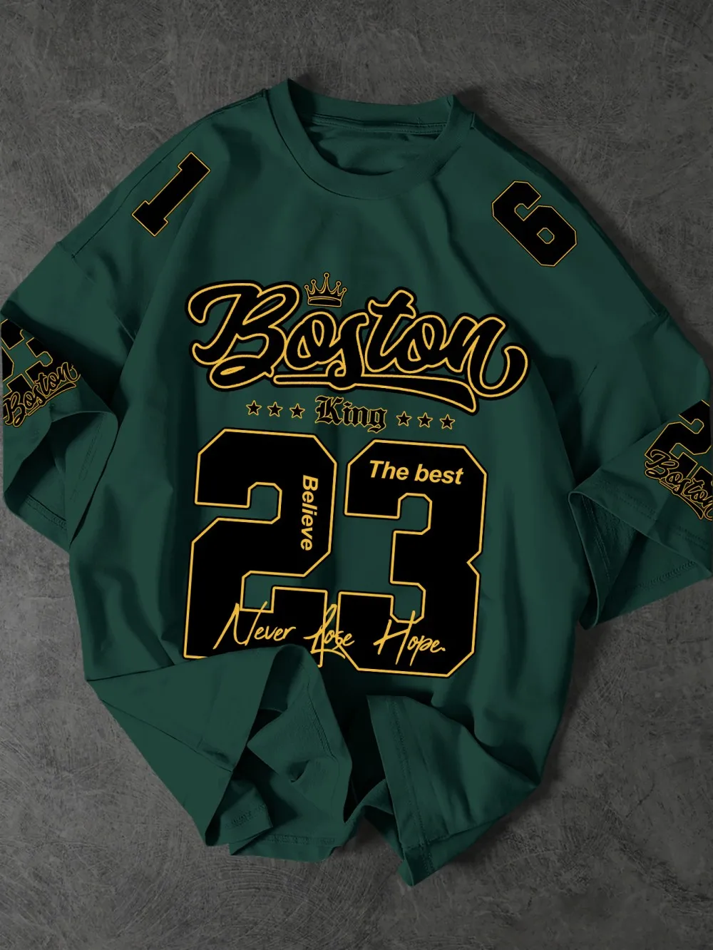 New Trendy American Men's Summer Training Boston Letter 23 Printed Soft Breathable Round Neck T-shirt Outdoor Sports Top