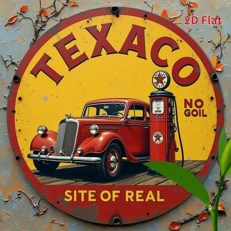 2D Flat, 1 pc, Texaco Vintage Gas Station Sign Metal - perfect for home, farmhouse and garden decor | for doors, walls, shops