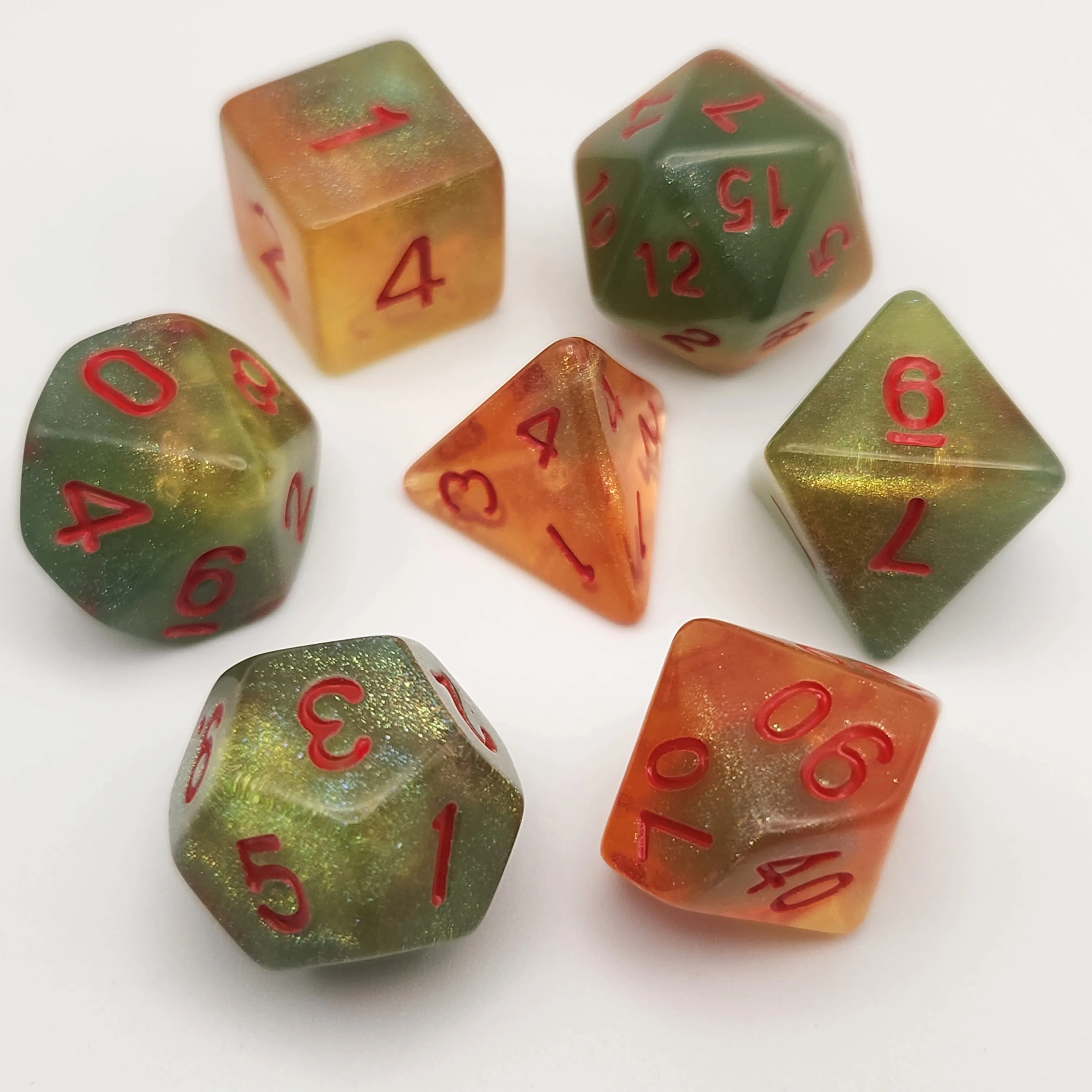 7pcs acrylic tri color sci-fi polyhedral dice set, suitable for action games, DND and maze, chessboard accessories Easter Gifts view 3