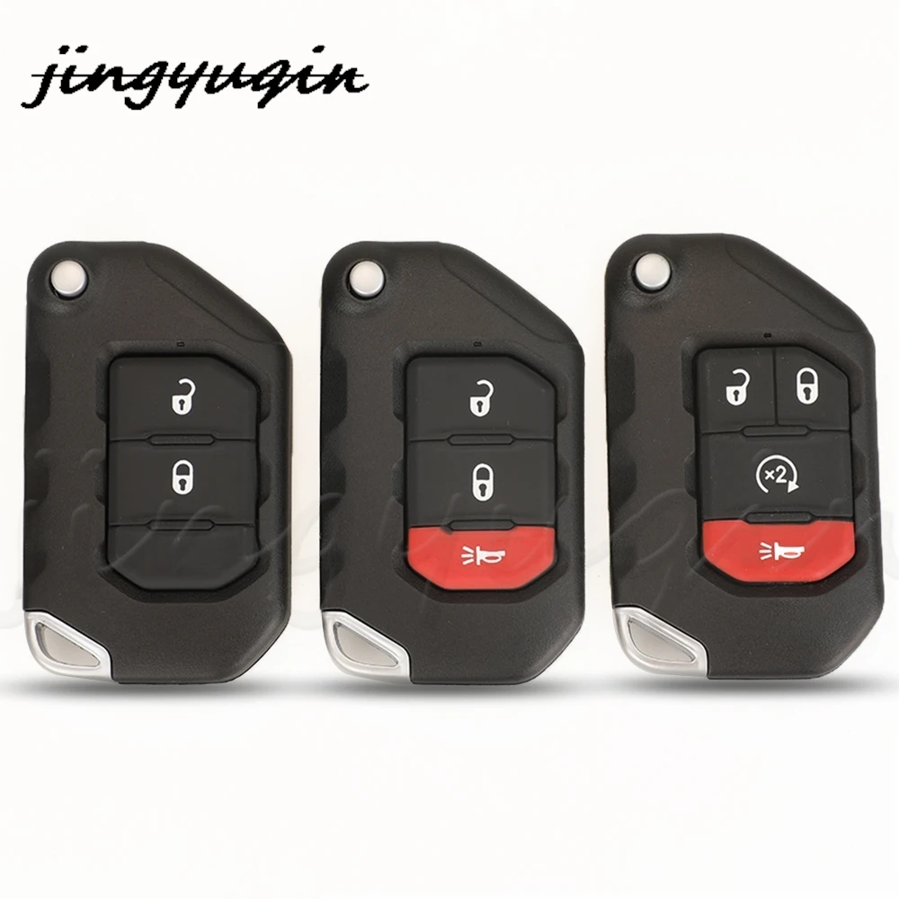 

Jingyuqin 2/3/4 кнопки откидной складной чехол для дистанционного ключа для Jeep Wrangler Gladiator 2018 2019, сменный чехол для ключей SIP22
