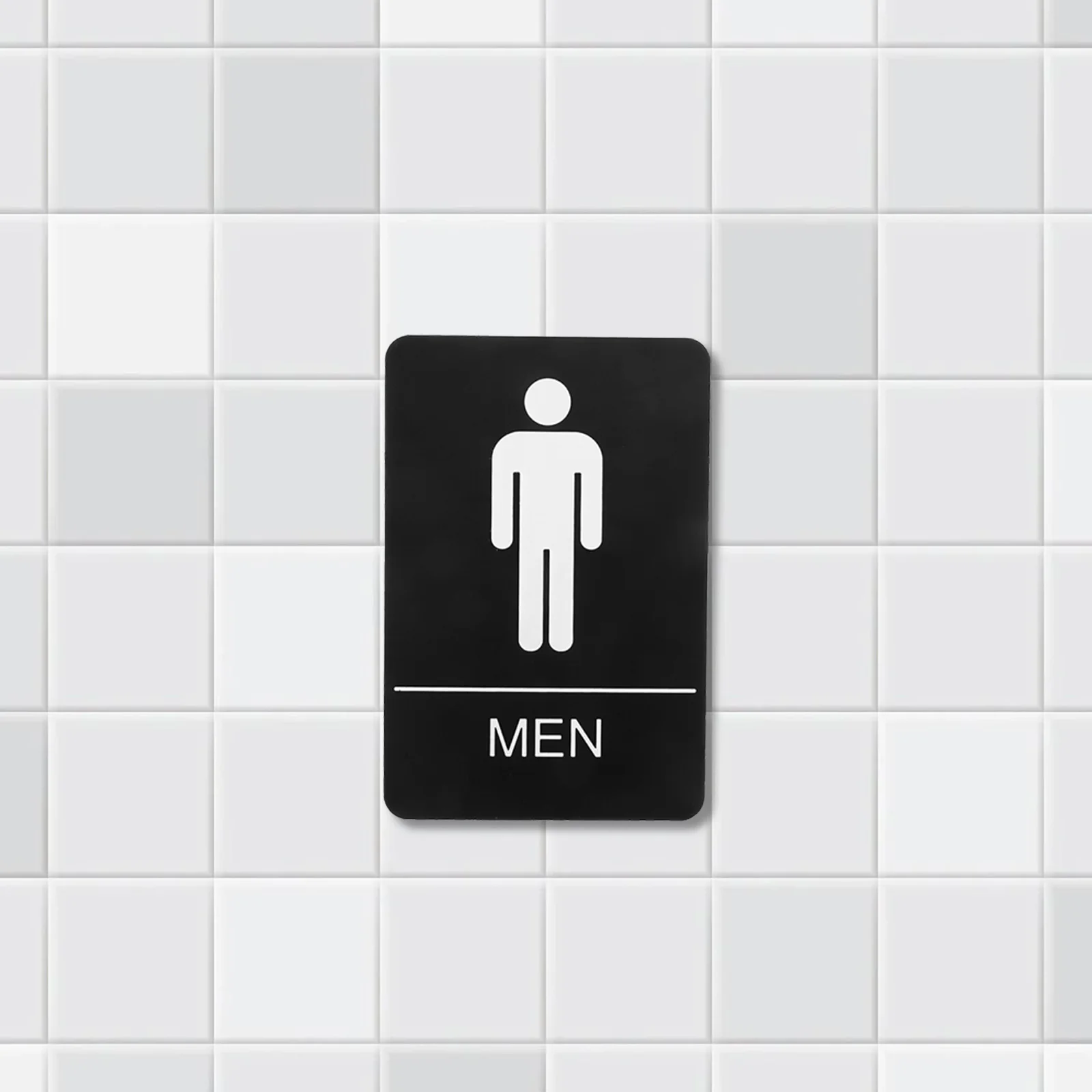 

Acrylic Braille Restroom Sign Self-Adhesive Bathroom Toilet Sign for Men Durable Accessible Retro Design Funny