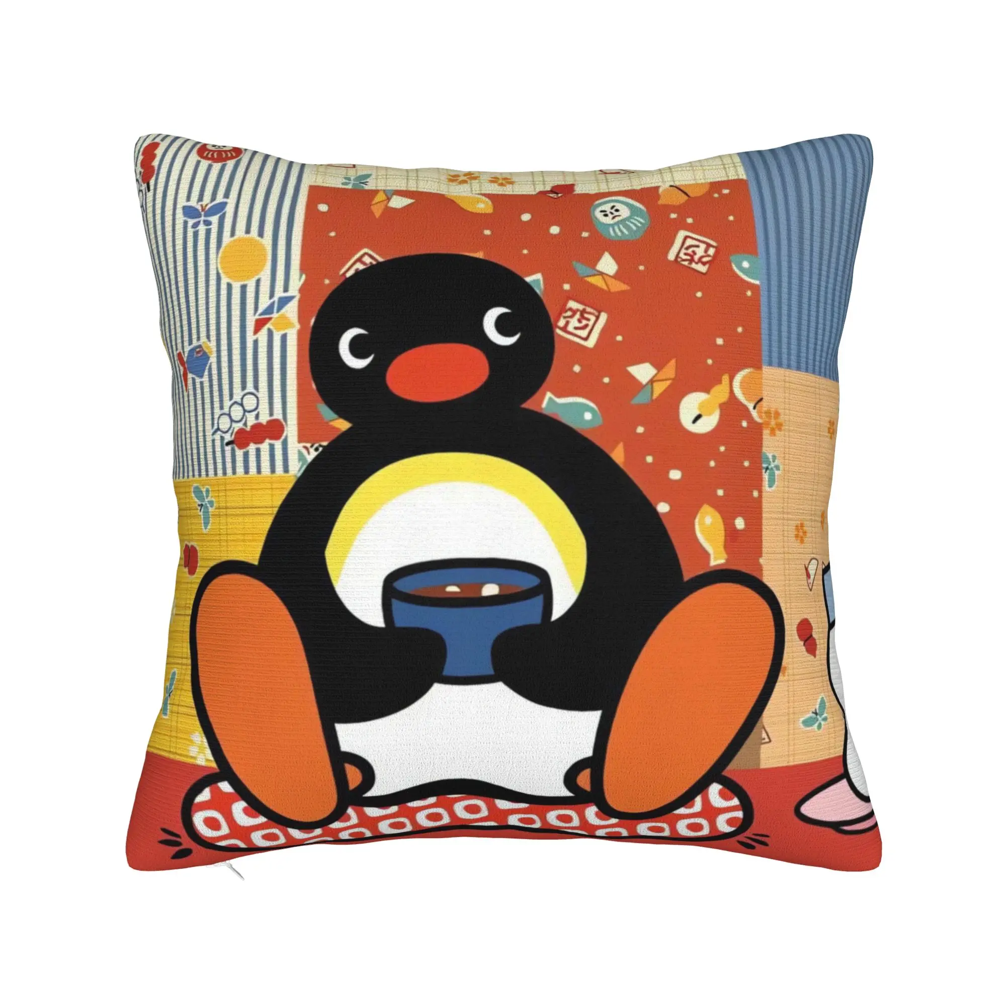 Little Cartoon Pingu Pillow Case  Square Pillow Cover Fashion Pillowcases For Living Room Bed Chair