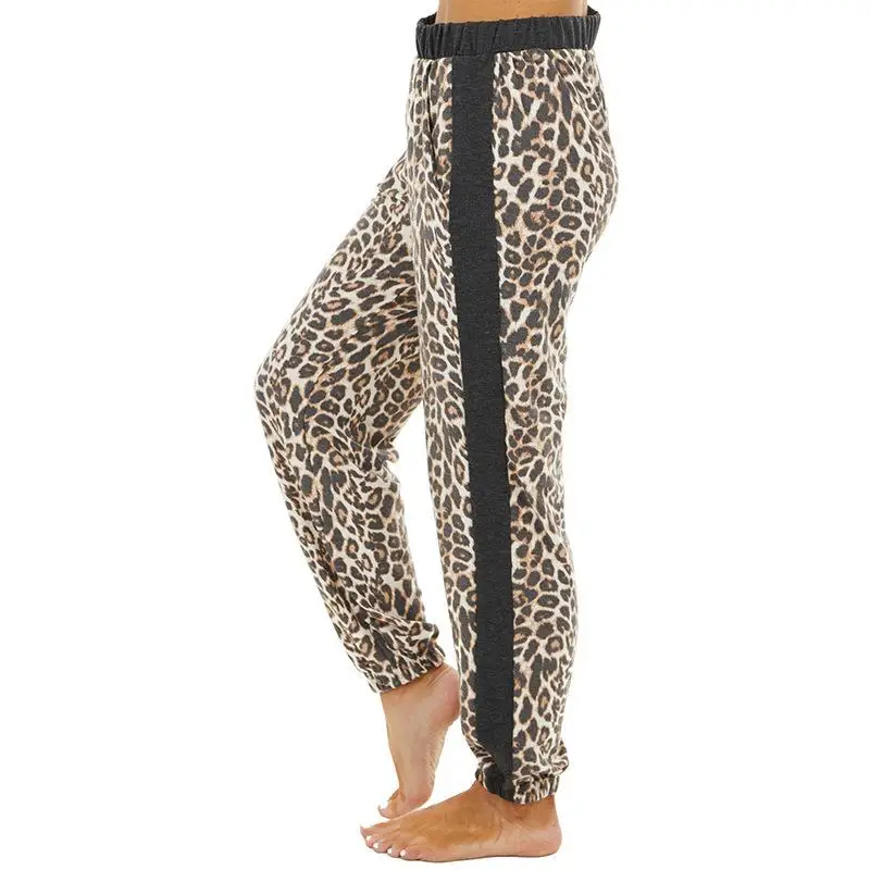 

Loose Fit ey Leopard Print Streetwear Trousers Casual Running Pants Autumn Long Sve No Brand Men's Faion Set