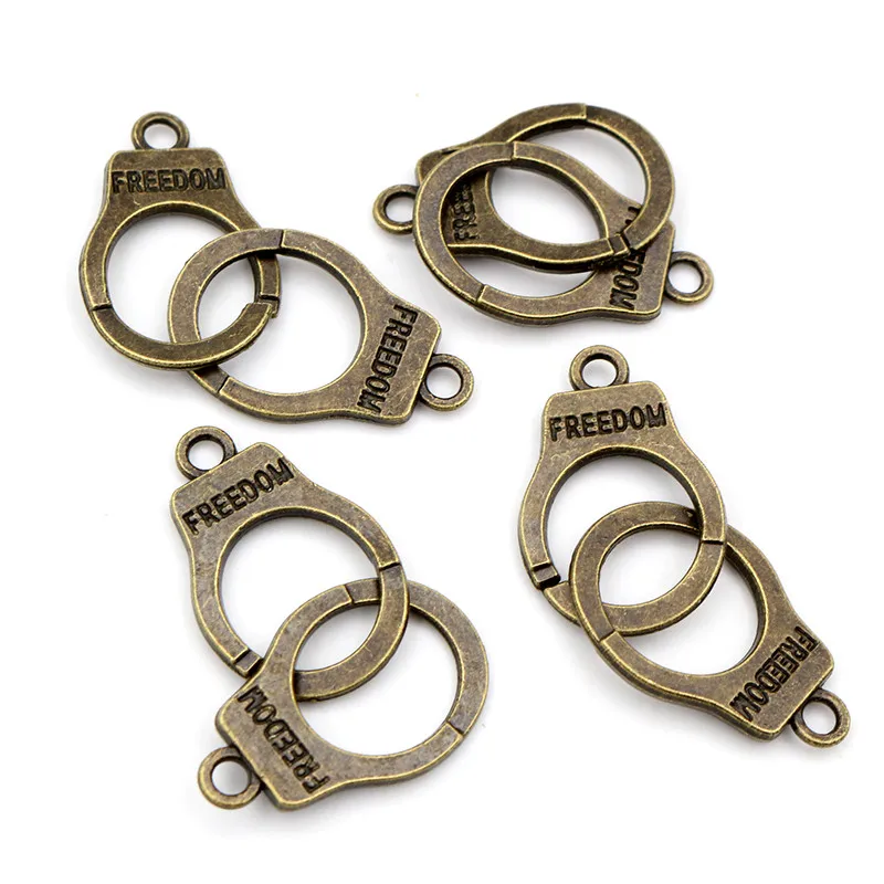 10pcs Charms Handcuffs Freedom 30x10mm 42x15mm Making Pendant fit,Vintage Bronze Tibetan Silver color,DIY Jewelry Supplies