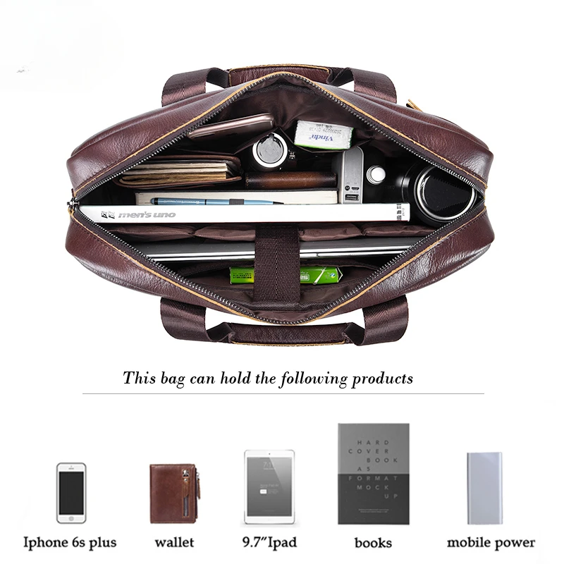 高級レザーブリーフケース メンズ ビジネス 多機能 大容量 15インチ ノートパソコンバッグ（牛革）