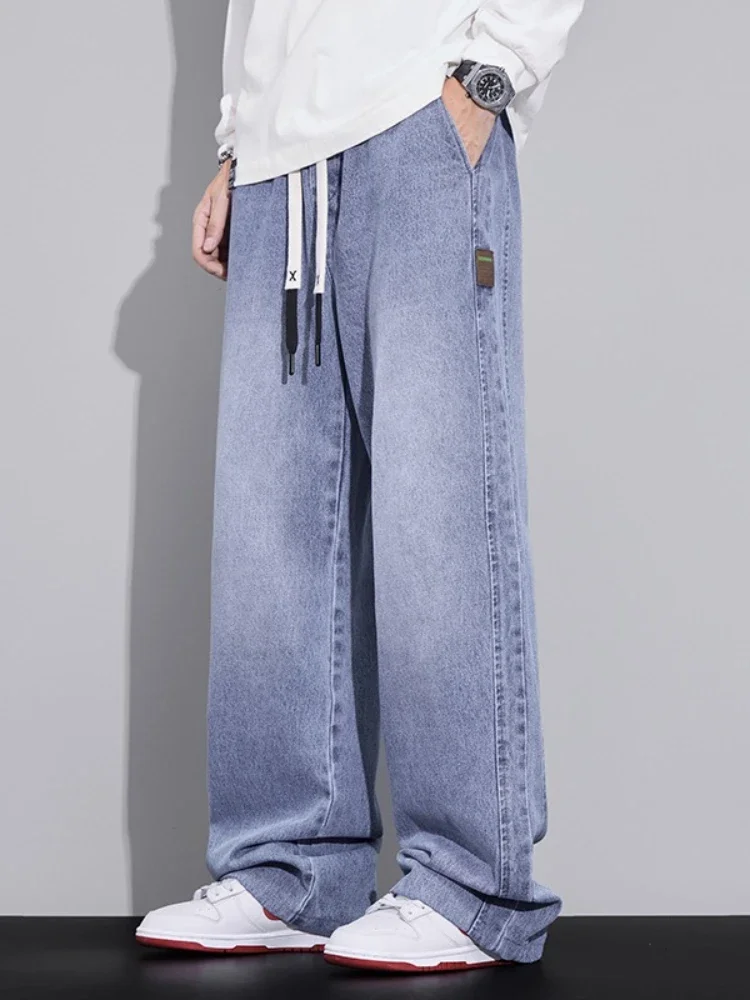 

Casual Men's Jeans Autumn New Loose Straight Elastic Waist Comfortable Male Trousers Wide-leg Denim Pants Streetwear